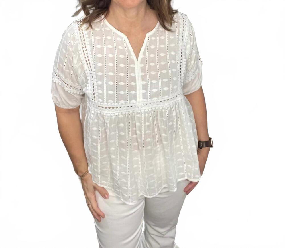 NEW J.NNA crochet half sleeve babydoll top in white